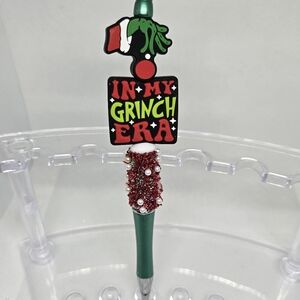 In My Christmas Grinch Era Bling and Beaded Pen - Black Ink